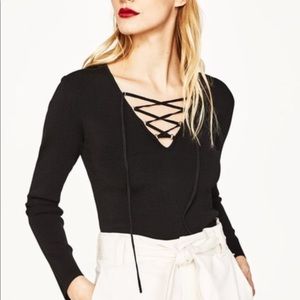 *NWT* Zara Lace up Sweater